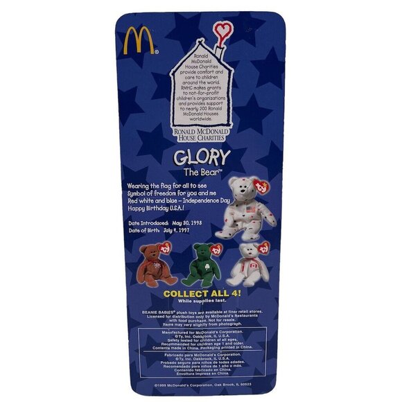 Ty Beanie Baby Glory The Bear 1998 McDonalds Exclusive Collectible Stars & Strip - Picture 3 of 4
